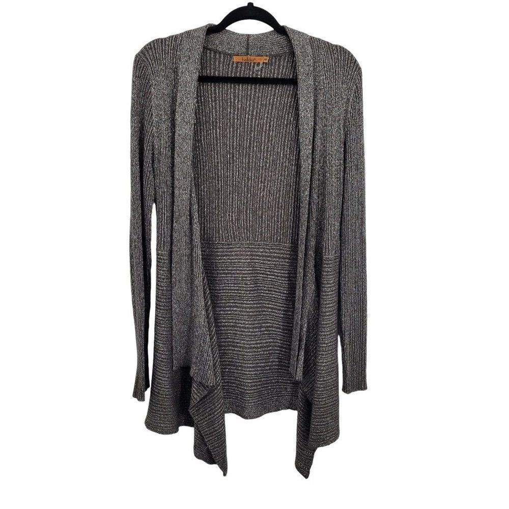 Belldini Cardigan Sweater Brown Sparkle Open Waterfall Long Sleeve Duster M